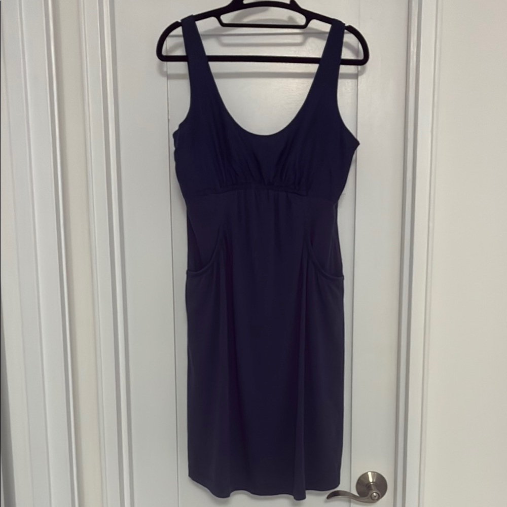 Theory Silk/Cotton Scoopneck Dress Navy